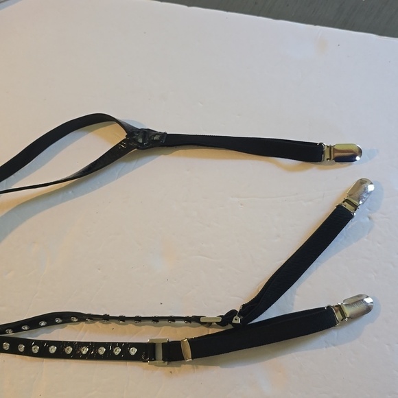 Womens Black Bling Rhinestone Suspenders 90\'s Vintage Sparkle y2k